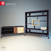 Kokeshi шкаф библиотечный и Тумба TV VOX Kokeshi с ящиками
