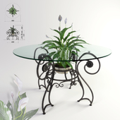 Forged table and plant &quot;Spathiphyllum&quot;