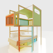 Calico loft bed with play