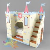 Кровать детская двухъярусная со шкафом "Замок"