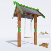 Swings and a sandbox for playground