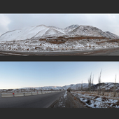 winter panorama of mountain road