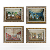 Frames with watercolors of the Winter Palace