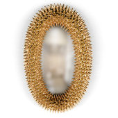 Spore Antiqued Gold Leaf Mirror