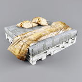 Кровать из паллет с постельным бельем Snurk (Le-Clochard, Le-Trottoir)