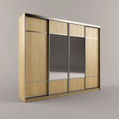 Four wardrobe of particleboard with a mirror.