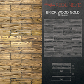 3d Панель Brick wood Gold