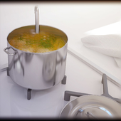 Saucepan with soup