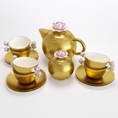 чайный сервиз Porcellane Villari золотой
