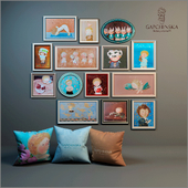 Декоративный набор картин и подушек  для детской мальчика