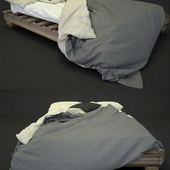 Кровать палета + постельное белье