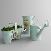 Plant pots and watering can