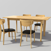 стол Hygena Merrick Oak Table and 4 Faux Leather Chairs
