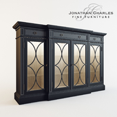 Black painted 4-door breakfront display cabinet, Jonathan Charles