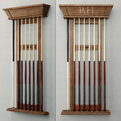 RH / BRUNSWICK VINTAGE 1906 BILLIARDS TABLE CUE RACK