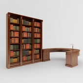 Библиотека и стол в эркер для кабинета