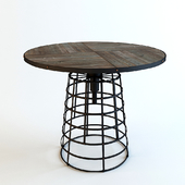 Reclaimed Wood Center Table with Wrought Iron Base