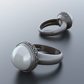 кольцо с орнаментом и жемчужиной