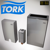Tork - Aluminium: диспенсер для листовых полотенец, диспенсер для жидкого мыла, корзина для мусора