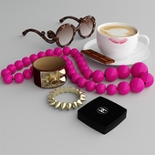 accessories and a cup of coffee