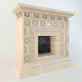 fireplace with frescoed
