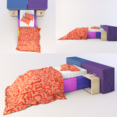 Bed PUZZLE with modular tables and linens