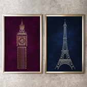 Panel Eiffel Tower and Big Ben