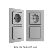 Gira E22 flush with wall