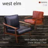 West elm Mid-Century Leather Show Wood Chair