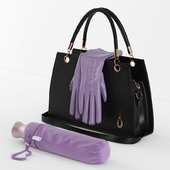 bags, gloves and an umbrella in the bag