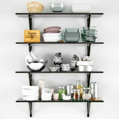 Shelf with kitchenware
