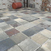 The old floor tiles &quot;Travertino&quot;