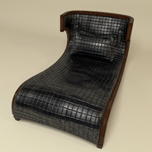 Briarwood Finished Chaise Lounge, Quilted Bentley Black Leather Upholstery