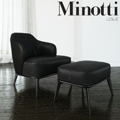 Minotti - Leslie armchair with ottoman leather