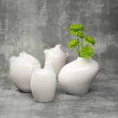 Set of 4 vases (Vita Vases) with chrysanthemums