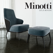 Minotti - Leslie long backrest armchair ottoman leather
