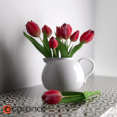 pitcher with tulips