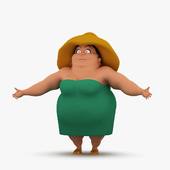 Fat Woman Cartoon Character