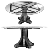 Liberty Dining and Bar Height round dining table in the industrial style