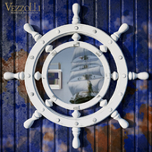 Эксклюзивное настенное зеркало Штурвал в морском стиле
