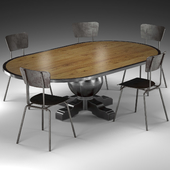 Enzo Pine Loft Industrial Metal Oval Dining Table