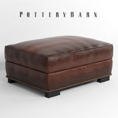 Pottery Barn - Turner Leather Ottoman with Nailheads