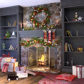 Christmas decoration fireplace