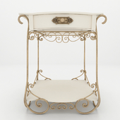 bedside table with wrought iron legs