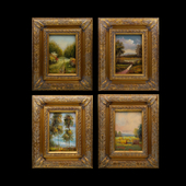 paintings in wooden frames