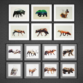 The collection of paintings &quot;Animals&quot; 17 pcs.