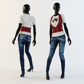 Jeans + vest on a mannequin