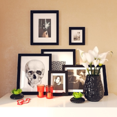 Decor, set of pictures, a vase of calla lilies