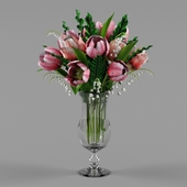 Tulips and lilies in a vase &quot;Hurricane&quot;