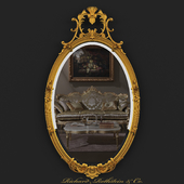 Oval Mirror with Gold Crest